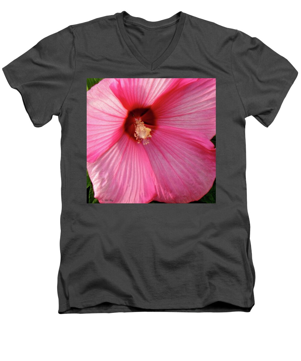 Hibiscus Men's V-Neck T-Shirt featuring the photograph Big Pink Love by Wild Thing