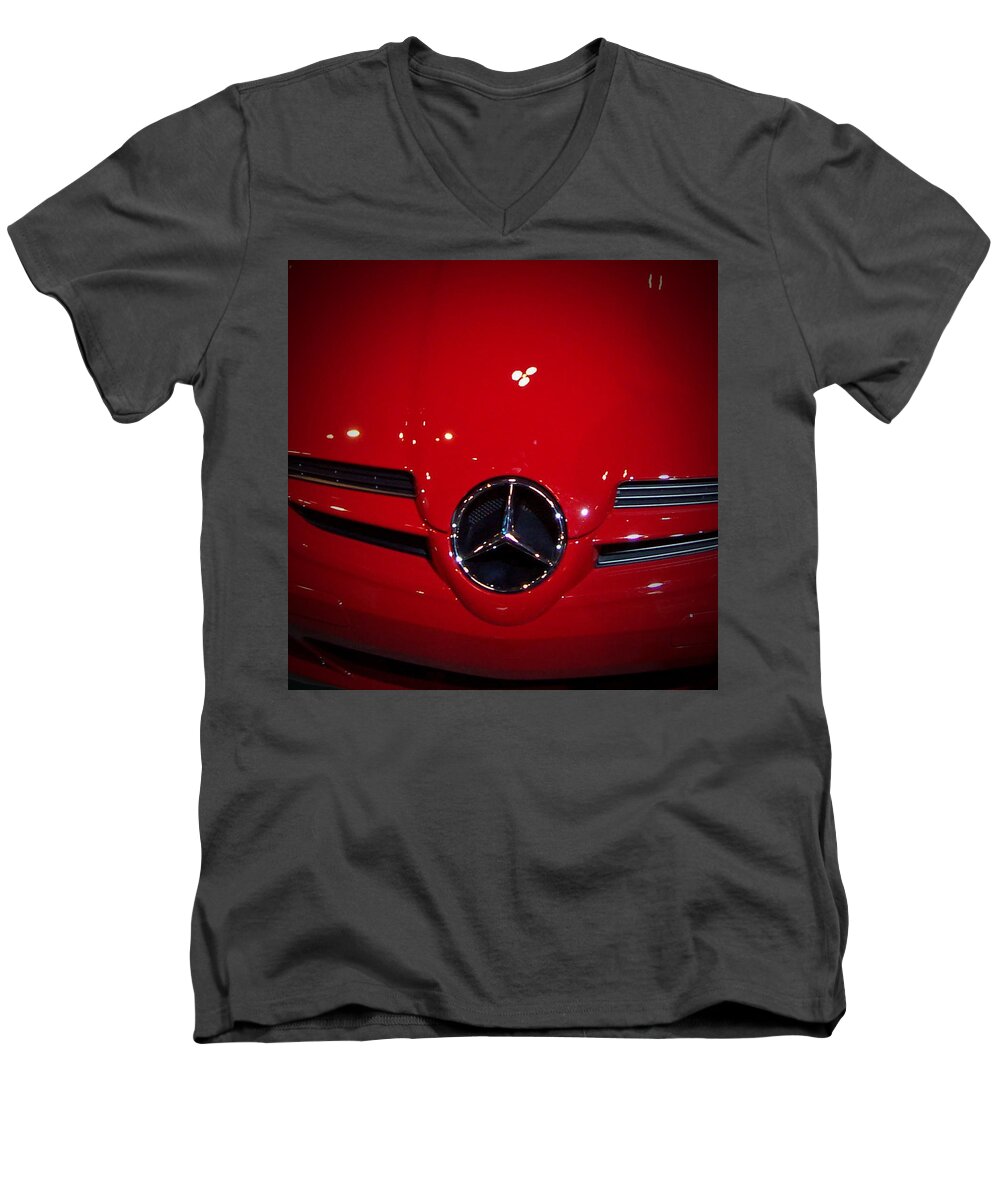 Picture Men's V-Neck T-Shirt featuring the photograph Big Red Smile - Mercedes-Benz S L R McLaren by Serge Averbukh