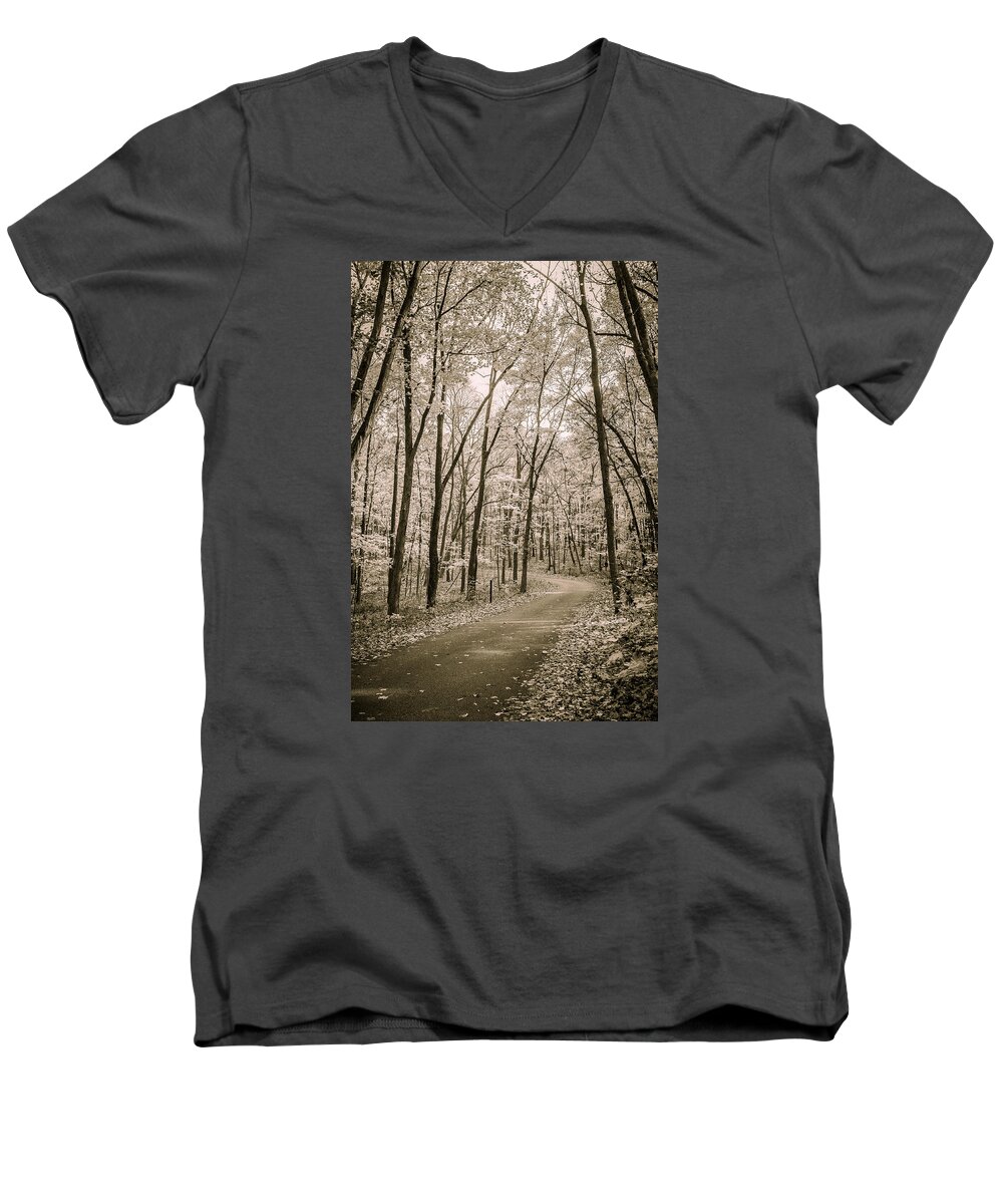 Illinois Men's V-Neck T-Shirt featuring the photograph Black and White of Yellow by Joni Eskridge
