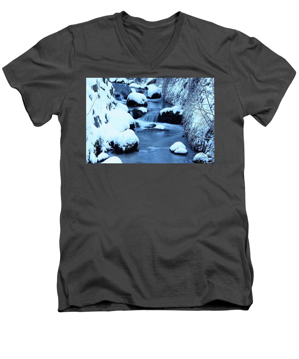 Schwarzwald Men's V-Neck T-Shirt featuring the photograph Black Forest Stream by Daniel Koglin