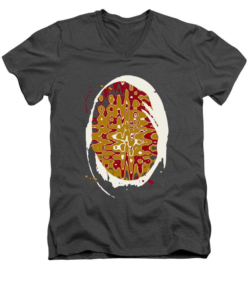 Black Men's V-Neck T-Shirt featuring the mixed media Black Gold Abstract Art by Christina Rollo