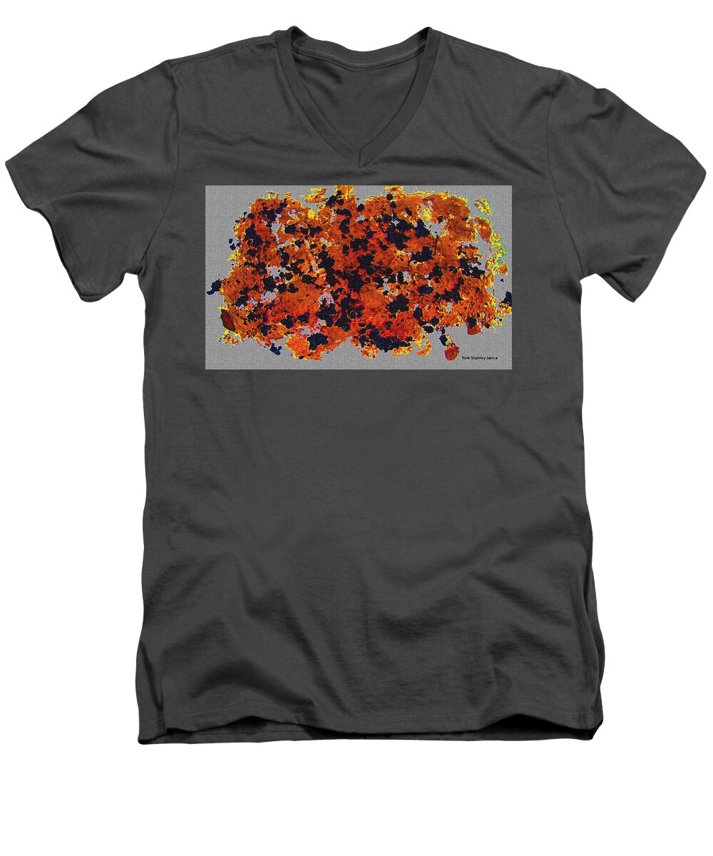 Black Walnut Ink Abstract With Splats Men's V-Neck T-Shirt featuring the photograph Black Walnut Ink Abstract With Splats by Tom Janca
