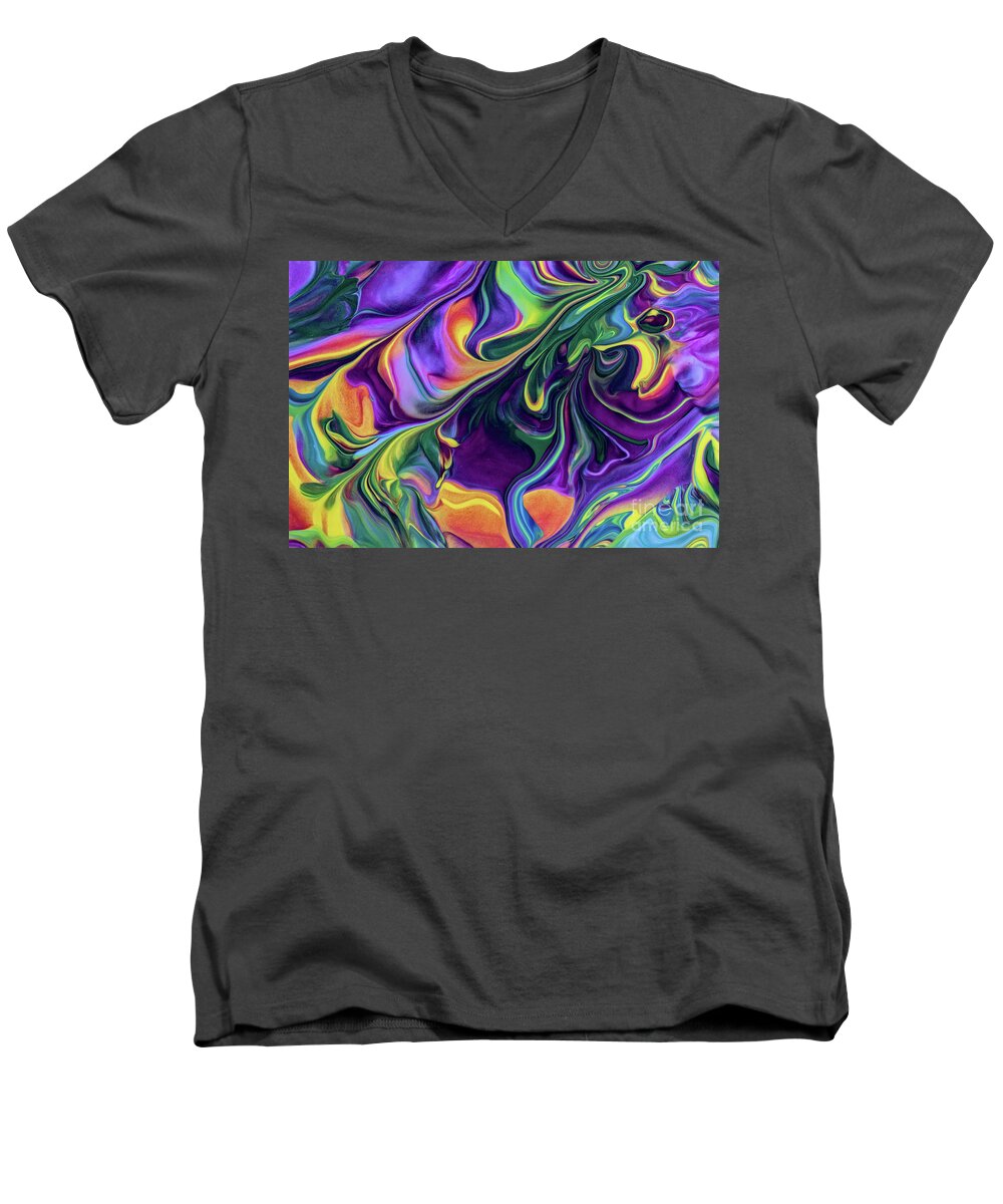 Abstract Men's V-Neck T-Shirt featuring the painting Block Rockin' by Patti Schulze