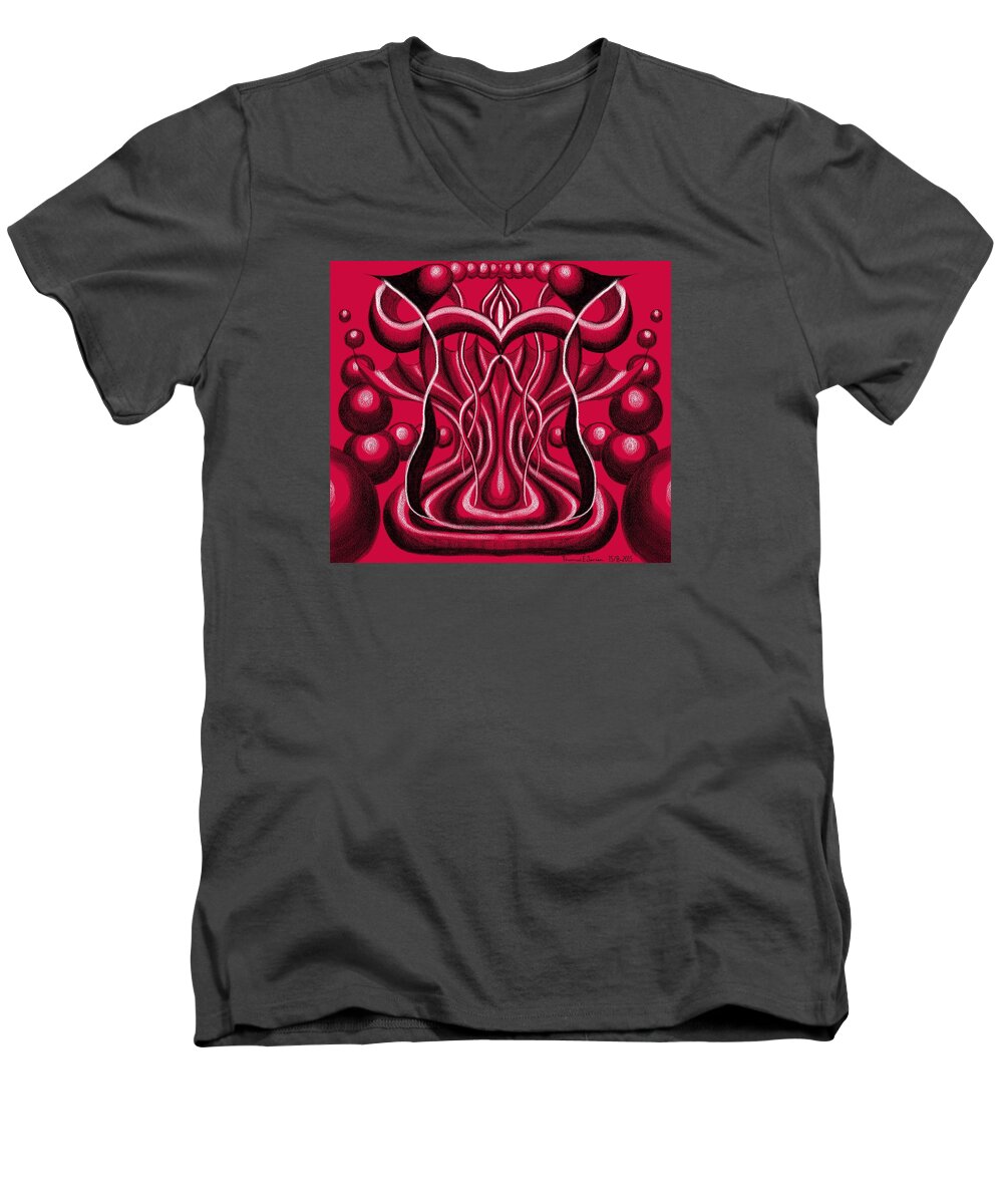 Sketch Men's V-Neck T-Shirt featuring the digital art Blood altar. by ThomasE Jensen