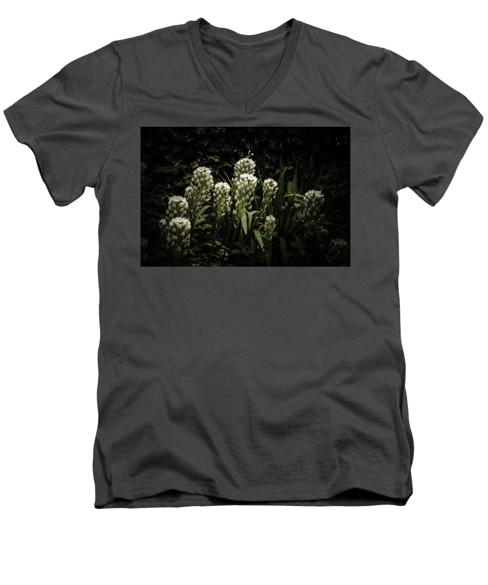 Garden Men's V-Neck T-Shirt featuring the photograph Blooming In The Shadows by Marco Oliveira