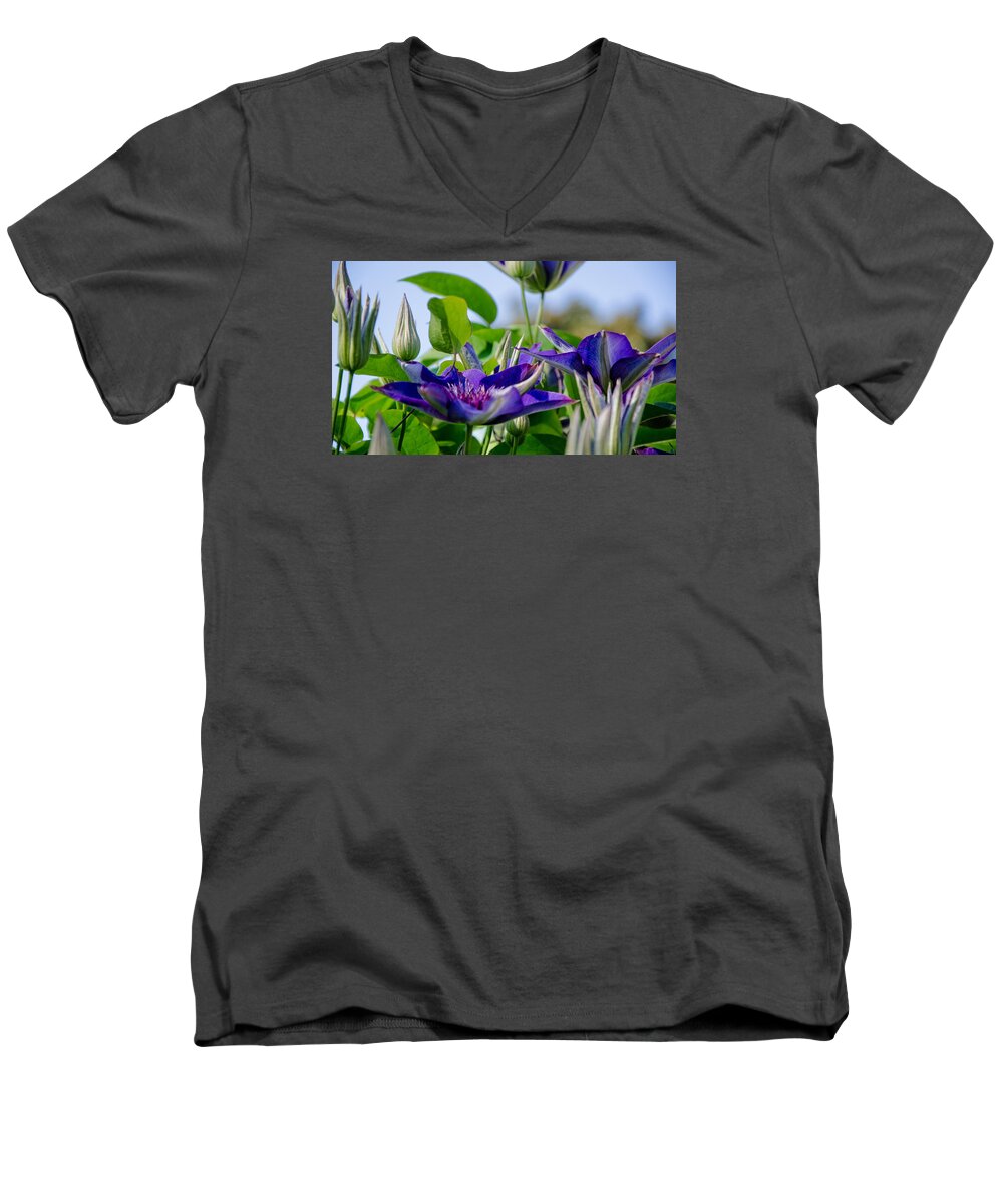 Blooms And Buds Men's V-Neck T-Shirt featuring the photograph Blooms and Buds by Susan McMenamin