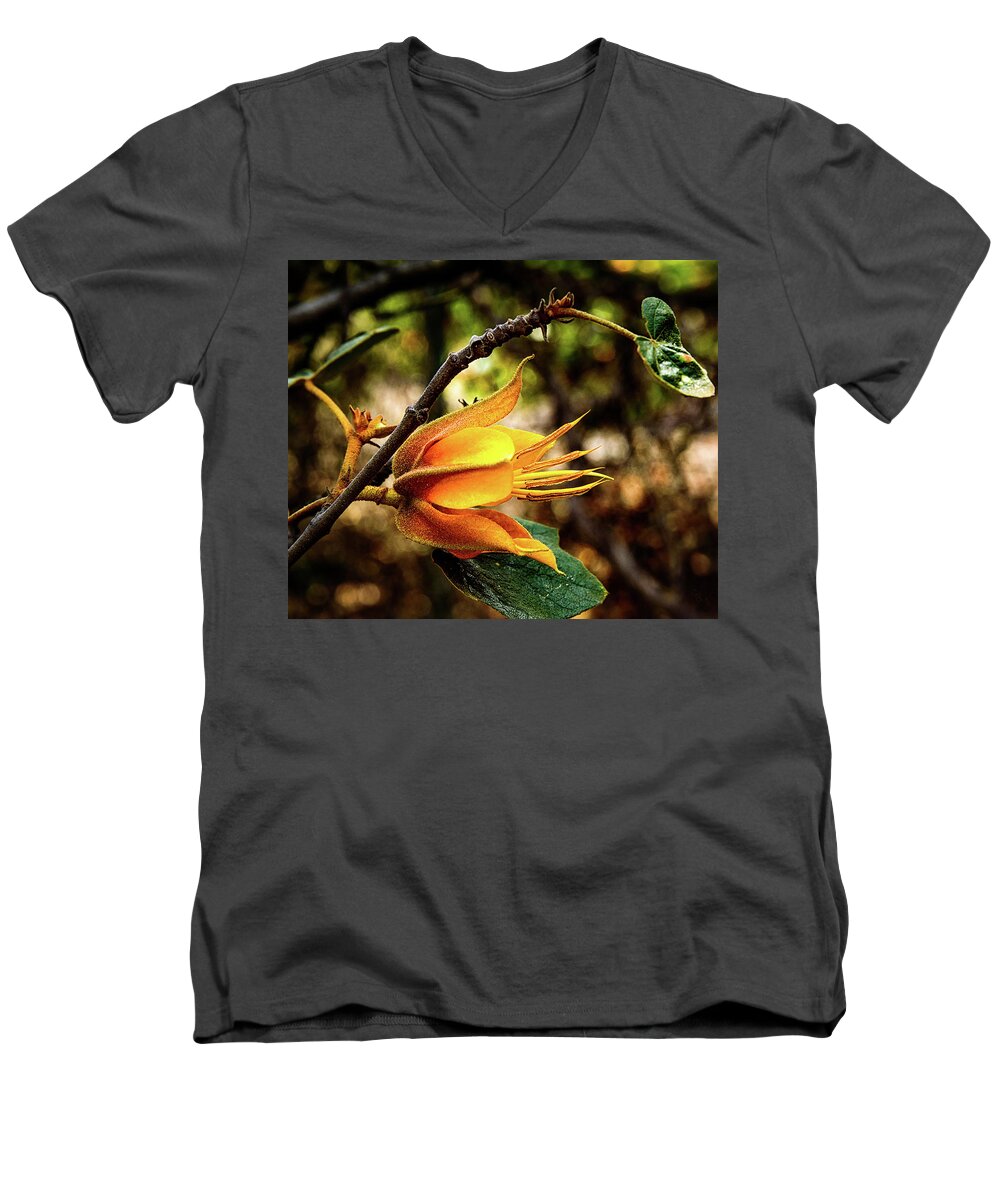 Orange Men's V-Neck T-Shirt featuring the photograph Blossom of Orange by Camille Lopez
