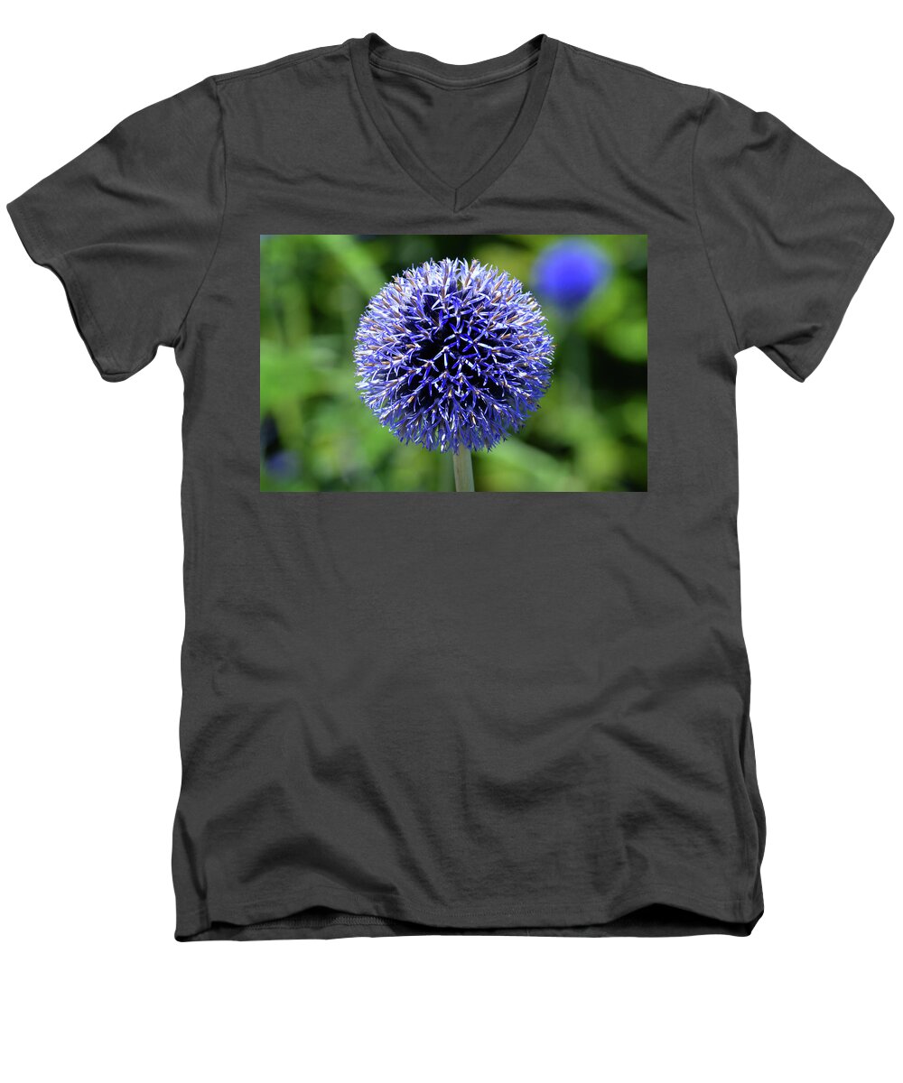 Allium Men's V-Neck T-Shirt featuring the photograph Blue Allium by Terence Davis