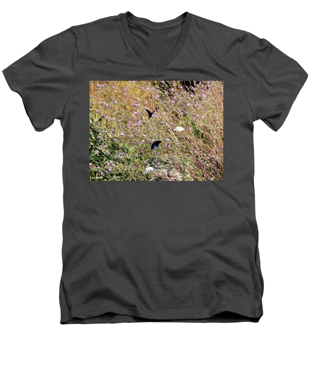 Butterfly Men's V-Neck T-Shirt featuring the photograph Blue Ridge Butterflies 4 by Matt Sexton