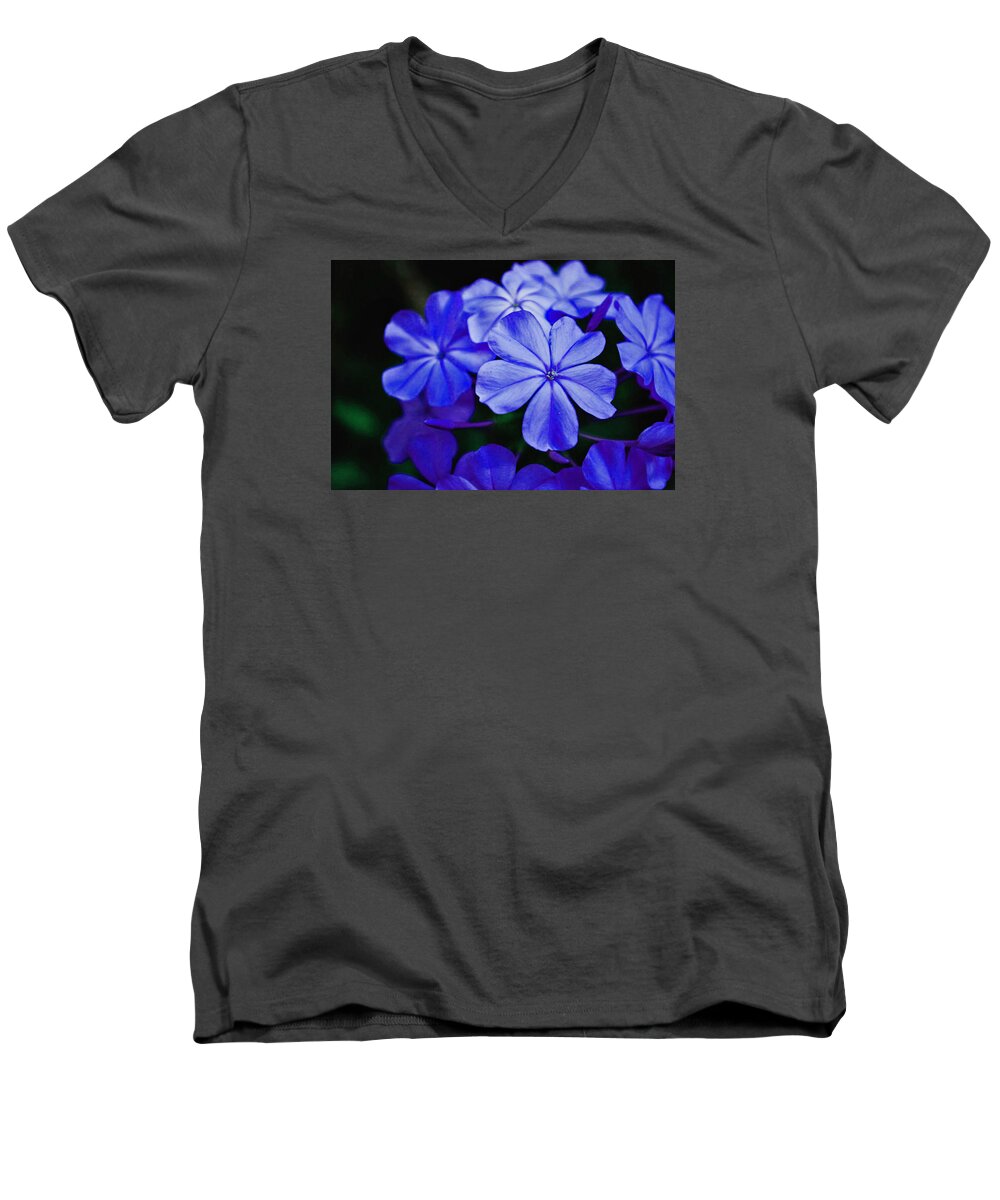 Flower Men's V-Neck T-Shirt featuring the photograph Blue Beauty by Bob Johnson
