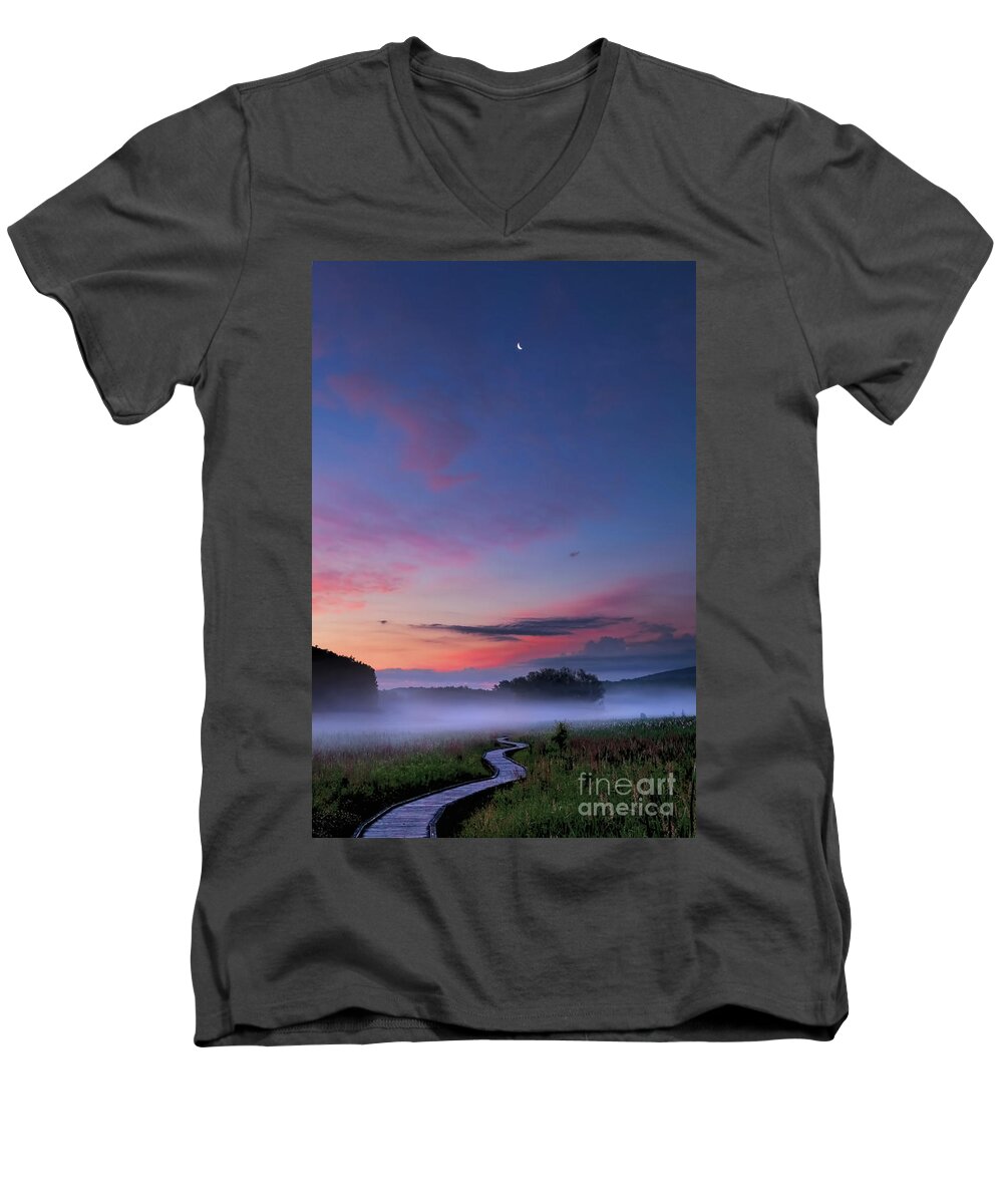 Landscape Men's V-Neck T-Shirt featuring the photograph Boardwalk by Nicki McManus