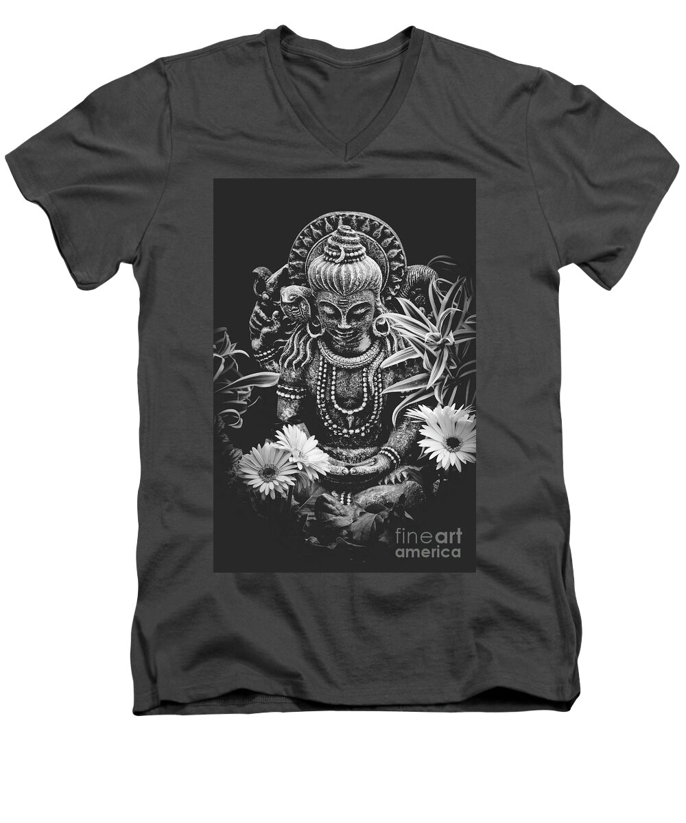 Bodhisattva Men's V-Neck T-Shirt featuring the photograph Bodhisattva Parametric by Sharon Mau