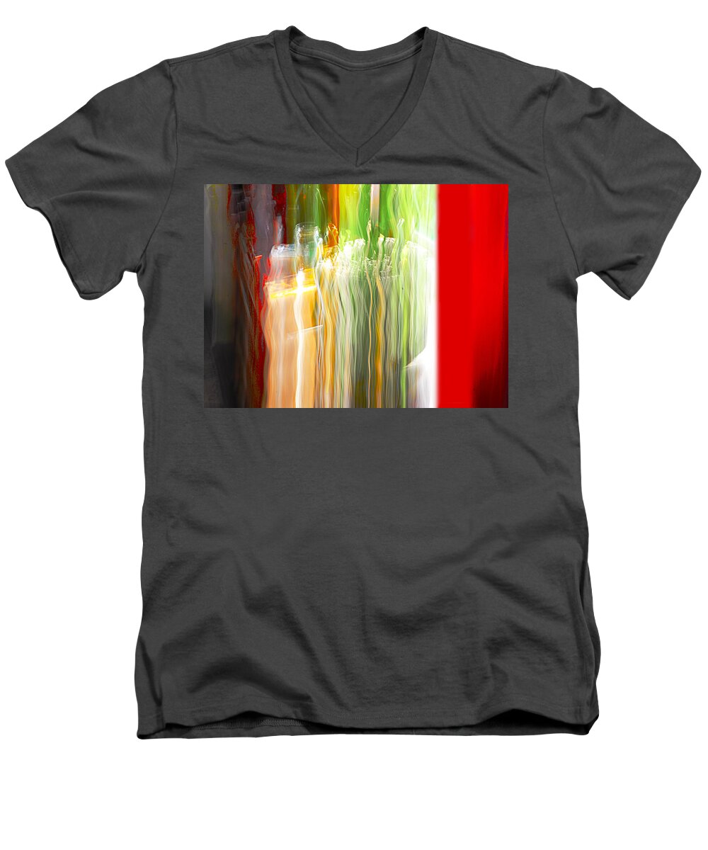 Absract Men's V-Neck T-Shirt featuring the photograph Bottle by the window by Sue Capuano