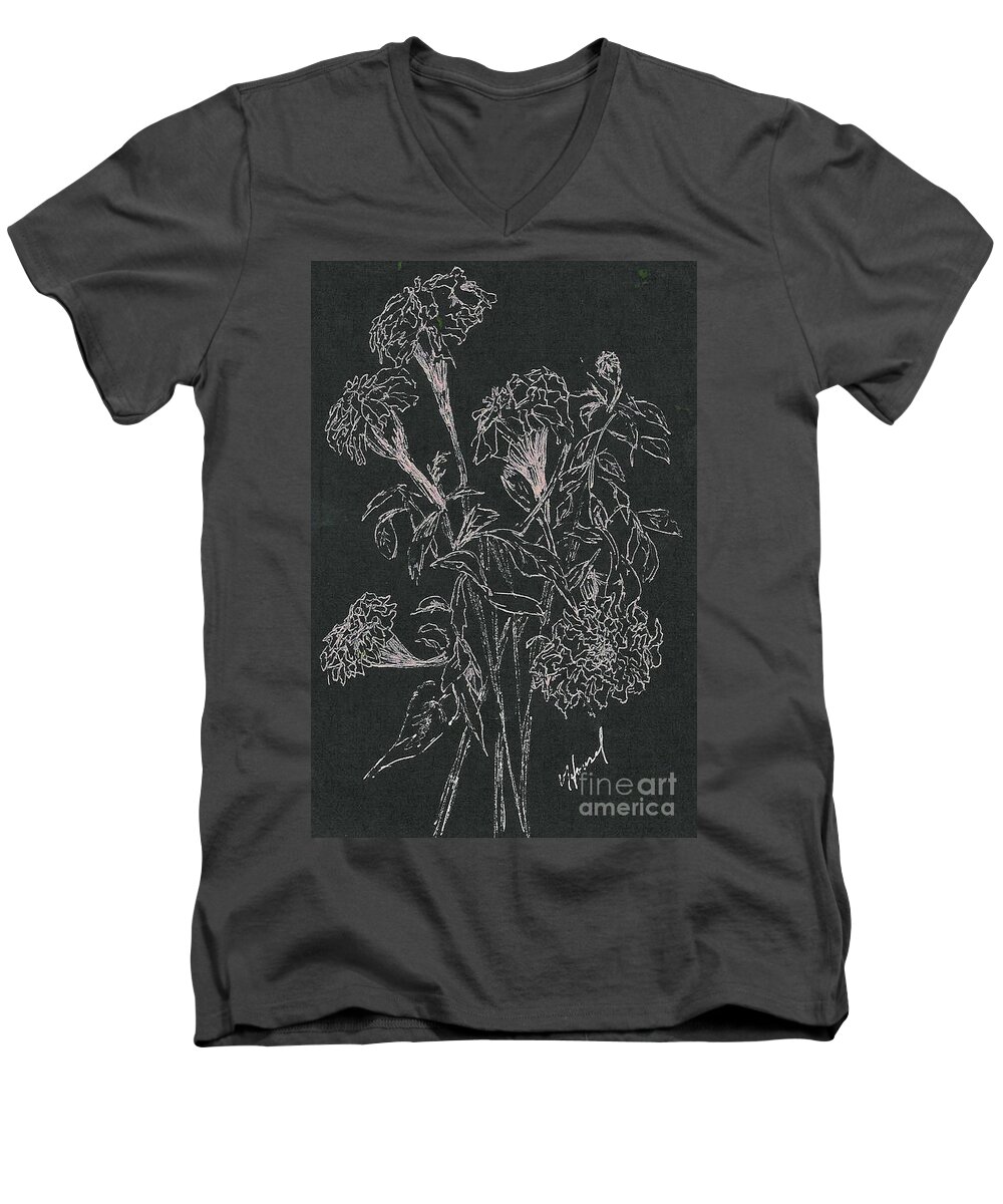 Flowers Men's V-Neck T-Shirt featuring the painting Bouquet of Flowers by Vicki Housel