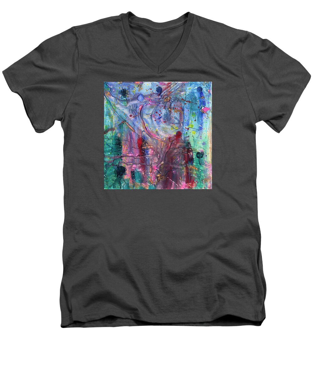 Huxley Men's V-Neck T-Shirt featuring the painting Brave New World by Phil Strang