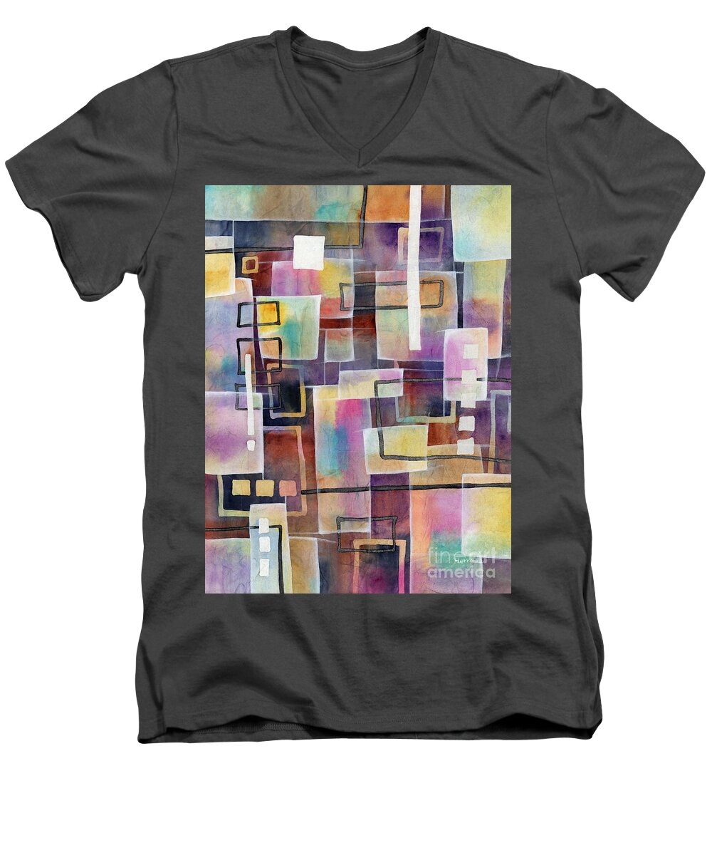 Abstract Men's V-Neck T-Shirt featuring the painting Bridging Gaps by Hailey E Herrera