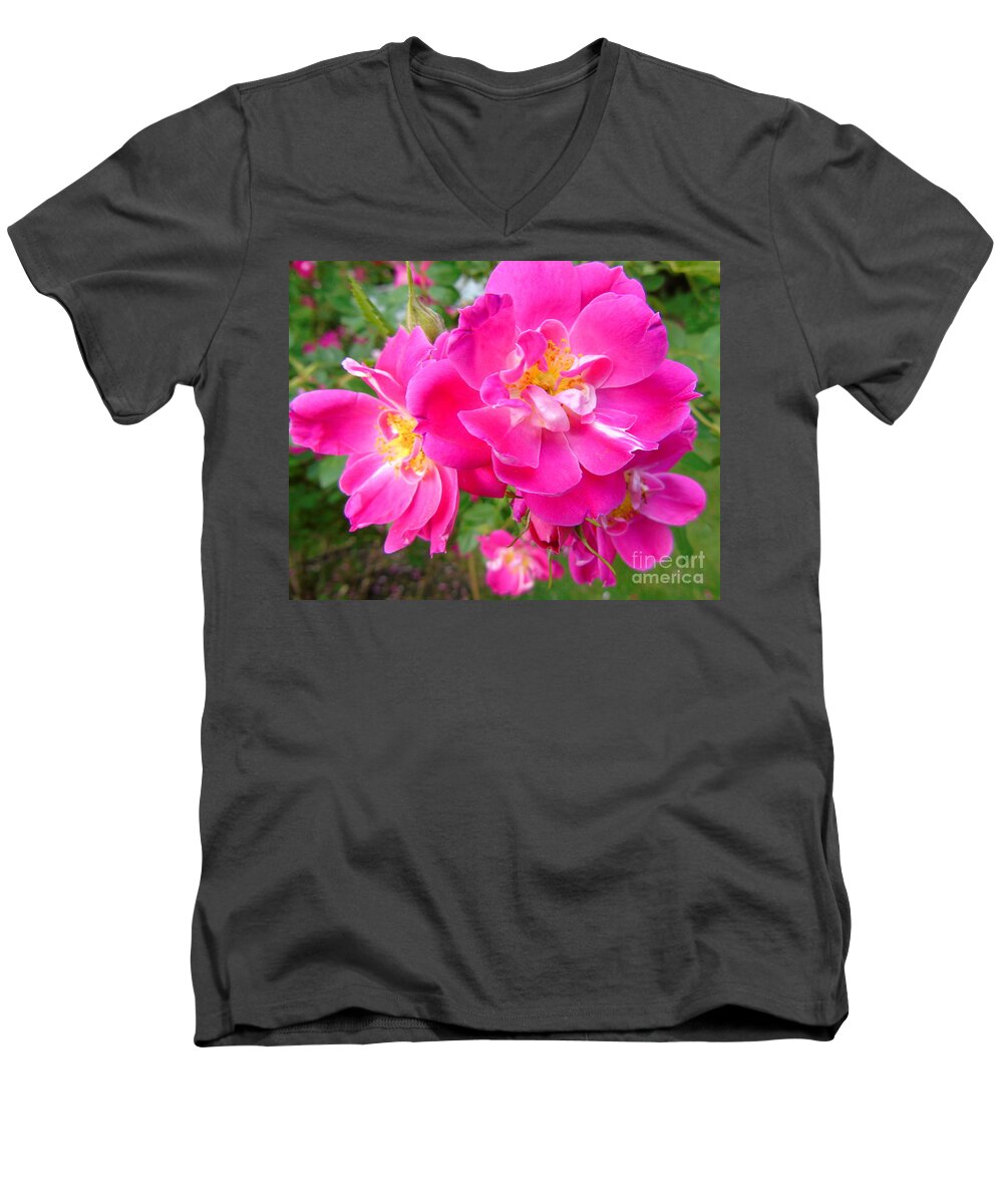 William Baffin Rose Men's V-Neck T-Shirt featuring the photograph Brilliant Pink by Susan Lafleur