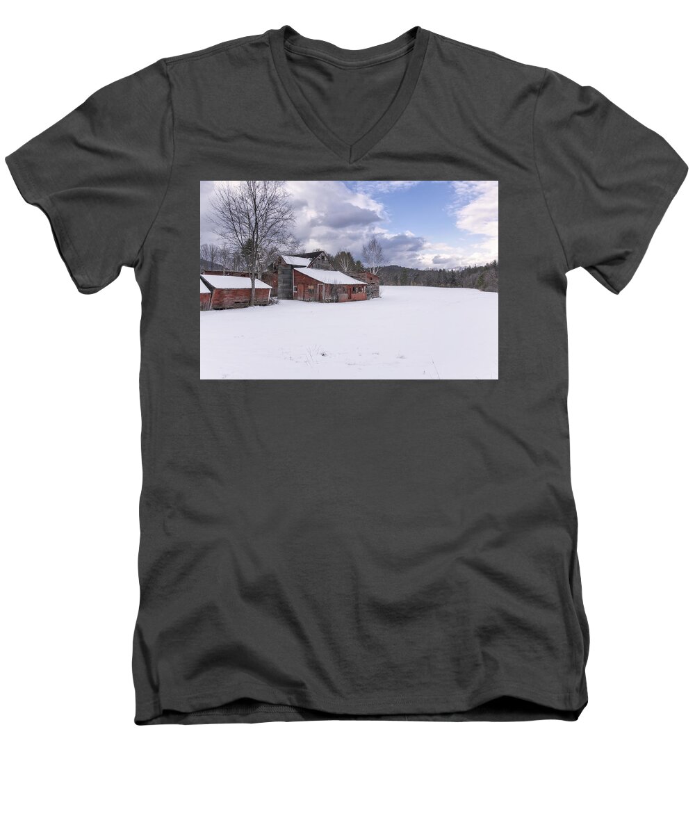Williamsville Vermont Men's V-Neck T-Shirt featuring the photograph Brookline Winter by Tom Singleton
