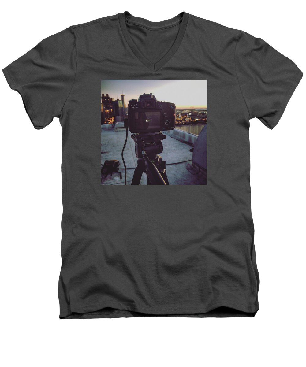 Abstract Men's V-Neck T-Shirt featuring the photograph Busy by Mike Dunn