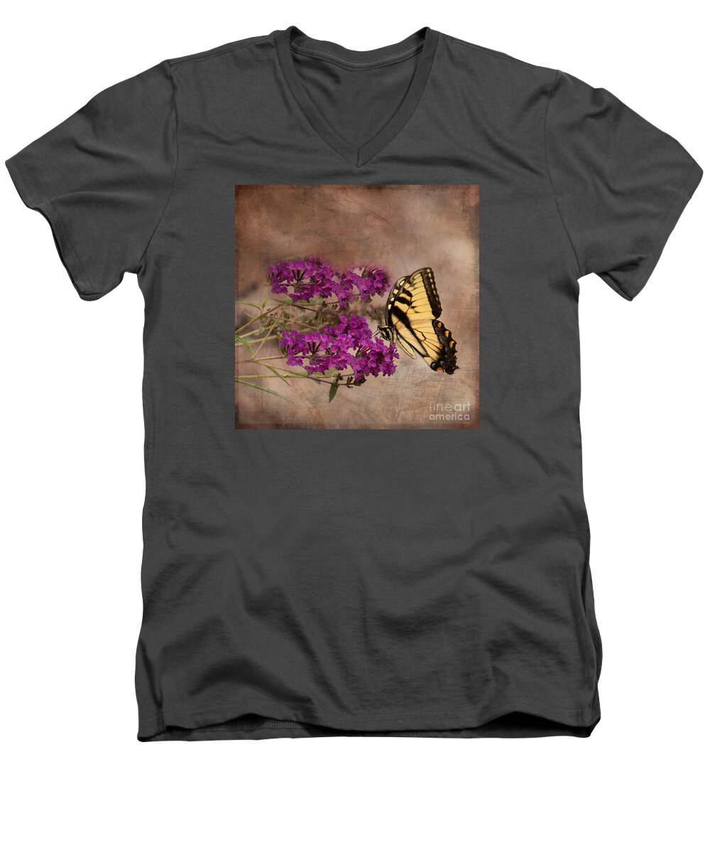 Eastern Tiger Swallowtail Men's V-Neck T-Shirt featuring the photograph Butterfly , Eastern Tiger Swallowtail by Sandra Clark