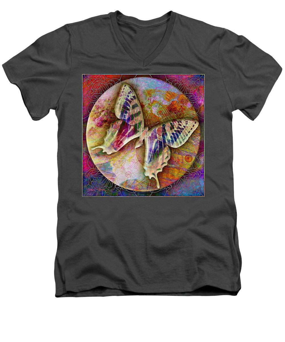 Butterfly Men's V-Neck T-Shirt featuring the digital art Butterfly by Barbara Berney