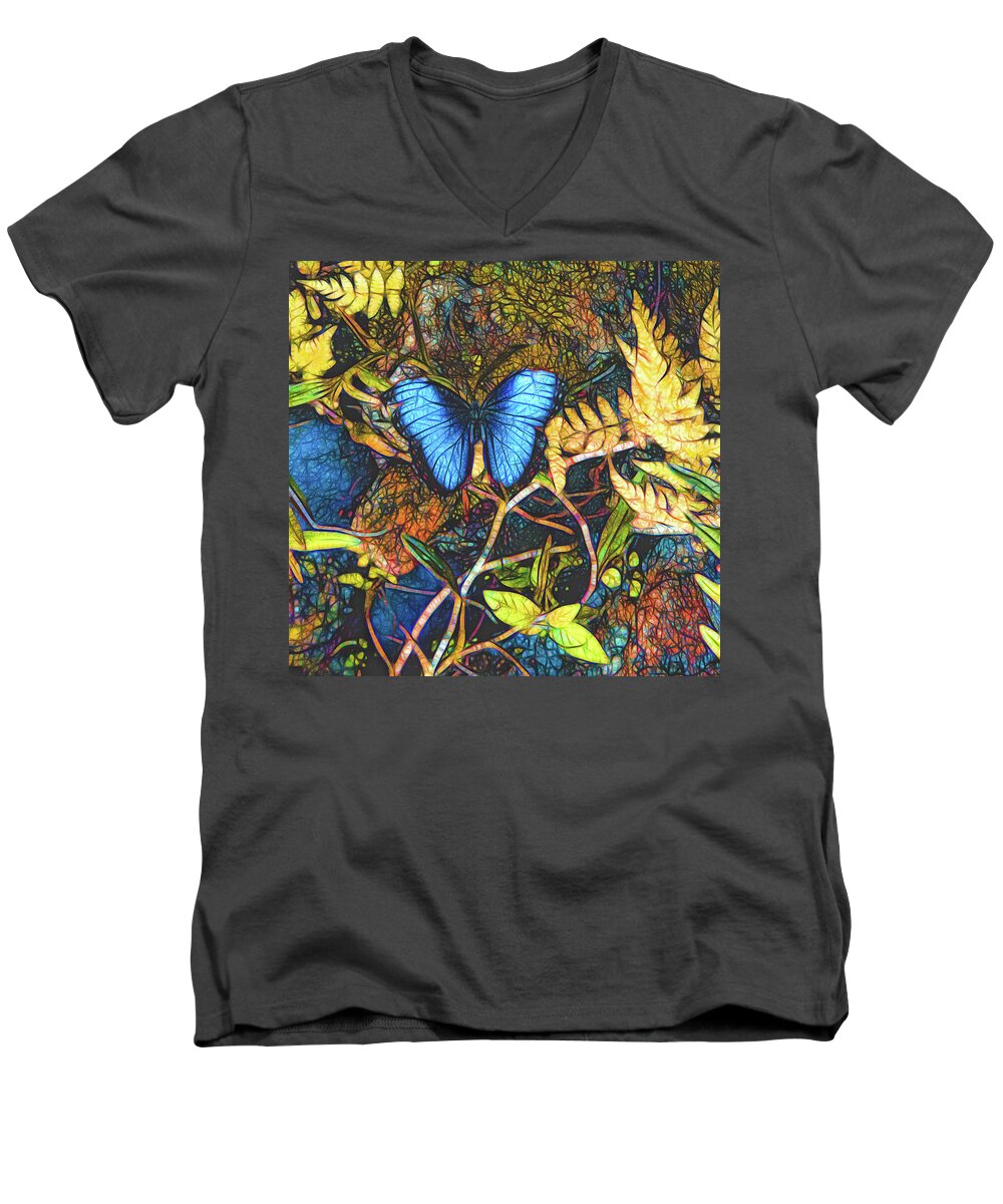Nature Men's V-Neck T-Shirt featuring the photograph Butterfly Love by Rochelle Berman