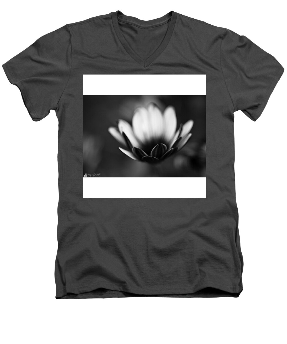 Plants Men's V-Neck T-Shirt featuring the photograph #bw #closeup #petals #someyearsago by Mandy Tabatt
