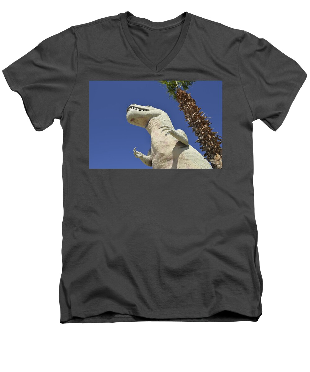 Dinosaur Men's V-Neck T-Shirt featuring the photograph Cabazon Dinosaur by Erik Burg