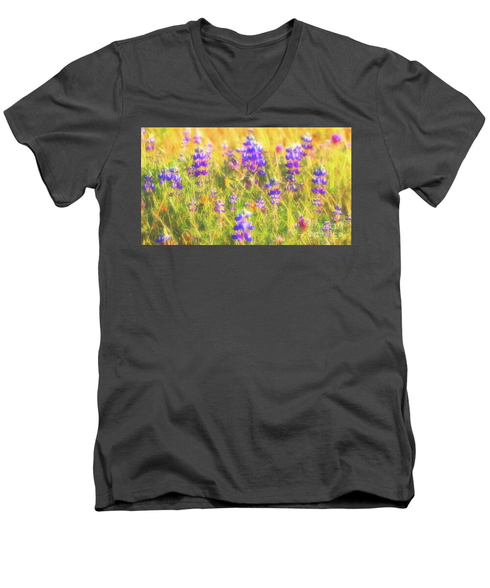 Lupines Men's V-Neck T-Shirt featuring the photograph California Lupines Redux by Gus McCrea