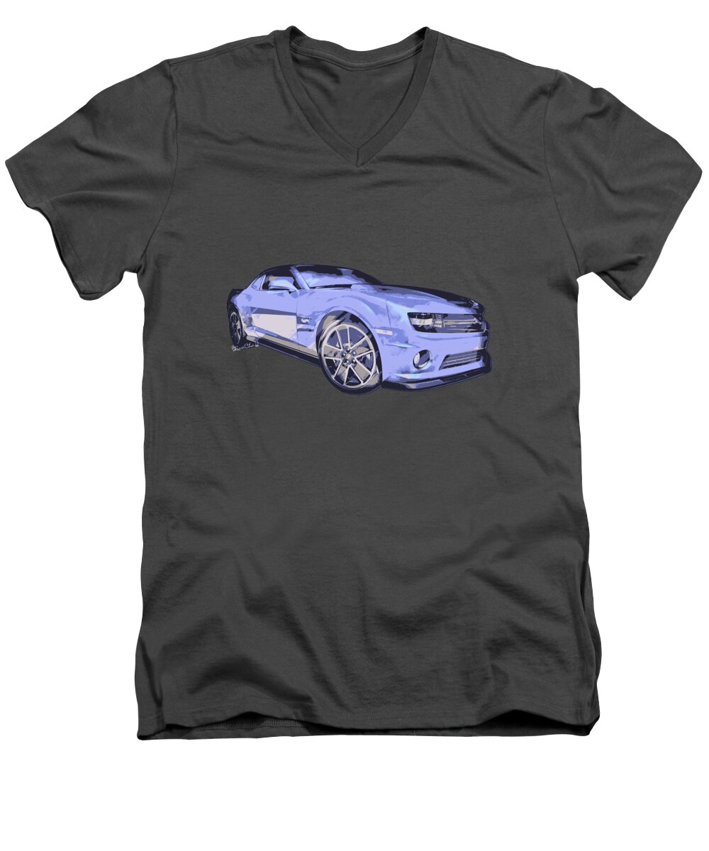 2013 Camaro Automotive Art Men's V-Neck T-Shirt featuring the photograph Camaro Hot Wheels Edition by Chas Sinklier