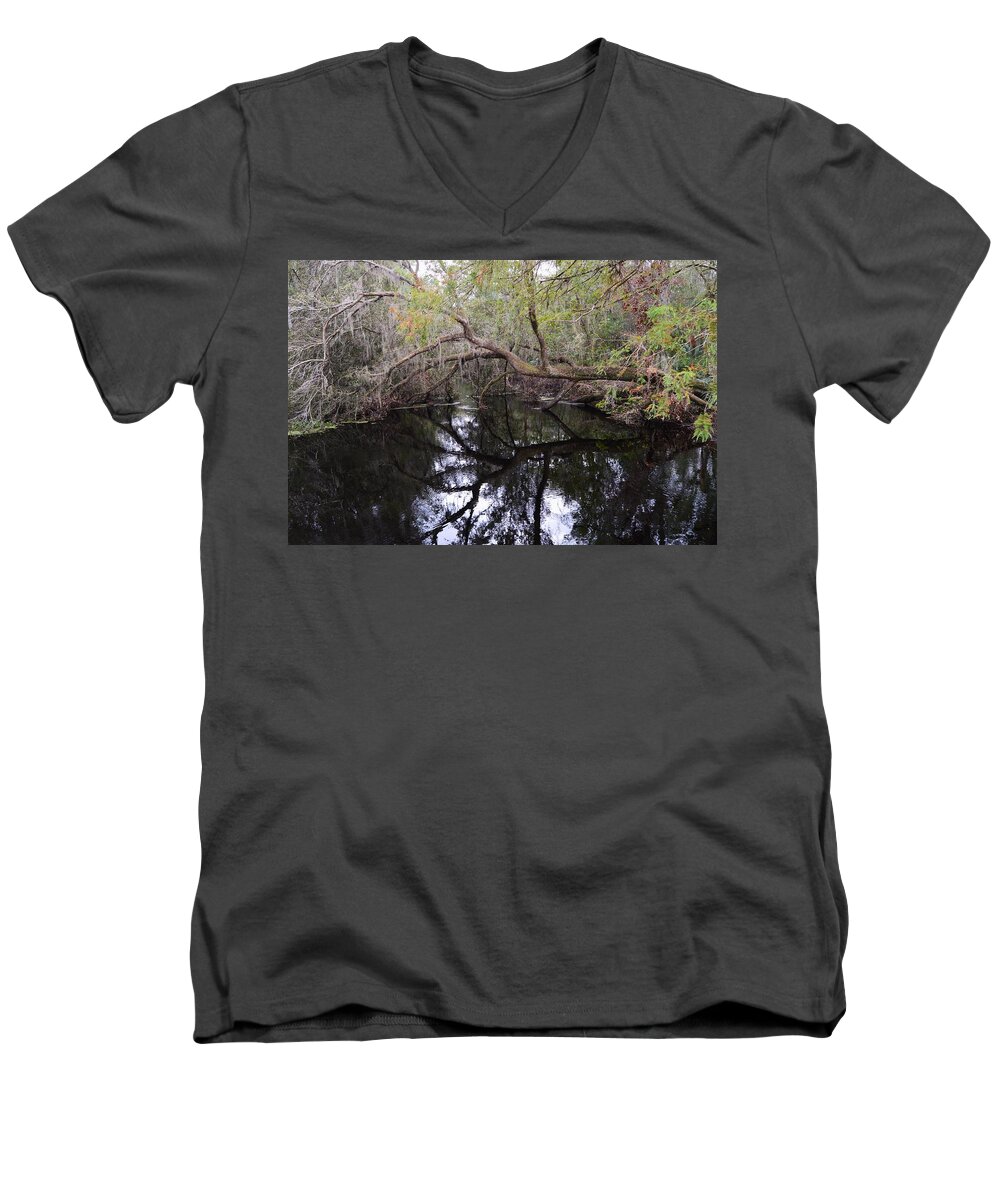 Camp Canal Men's V-Neck T-Shirt featuring the photograph Camp Canal by Warren Thompson