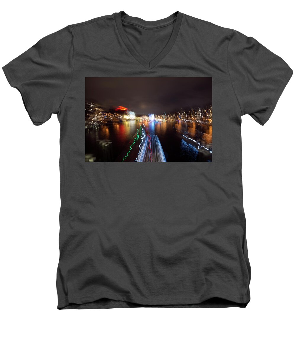Travel Men's V-Neck T-Shirt featuring the photograph Canal Streaking Abstract by Matt Swinden