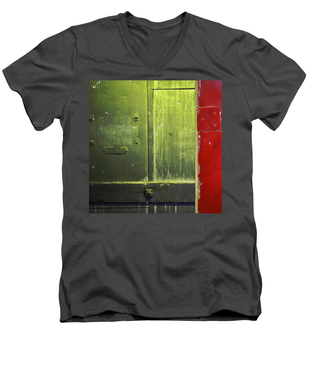 Metal Men's V-Neck T-Shirt featuring the photograph Carlton 6 - firedoor abstract by Tim Nyberg