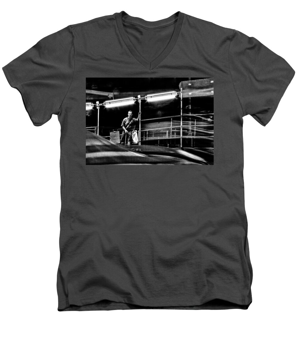  Men's V-Neck T-Shirt featuring the photograph Carney by Michael Nowotny