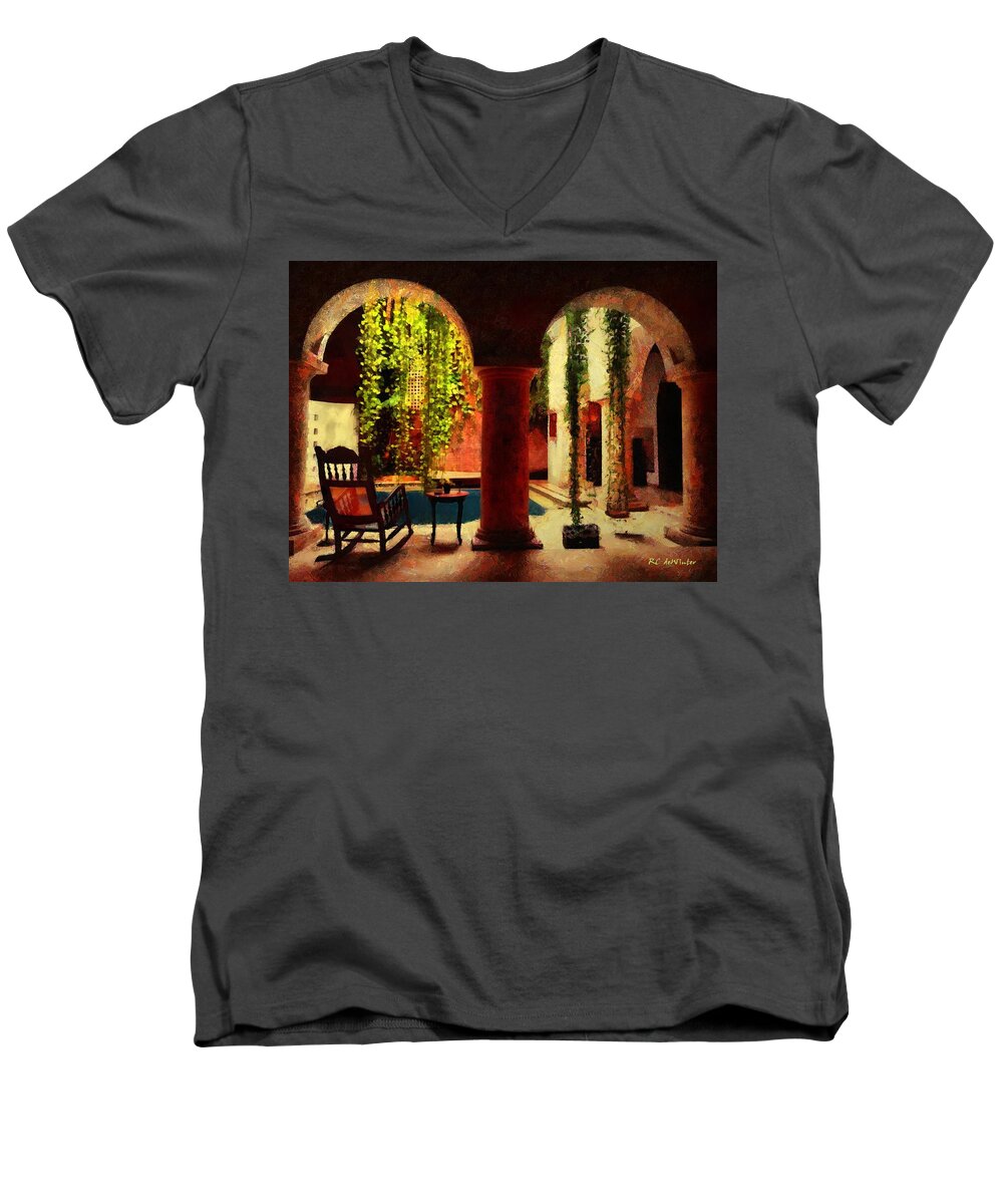 Morning Men's V-Neck T-Shirt featuring the painting Cartagena Morning by RC DeWinter