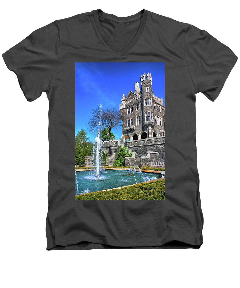 Canada Men's V-Neck T-Shirt featuring the photograph Casa Loma Castle In Toronto 3 by Carlos Diaz
