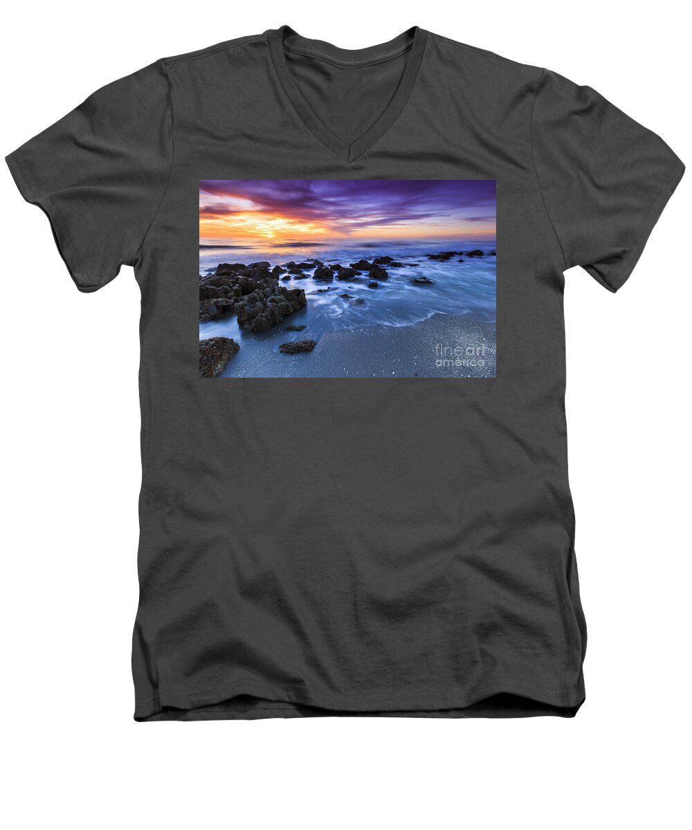 Casperson Beach Men's V-Neck T-Shirt featuring the photograph Casperson Beach Sunset 2 by Ben Graham