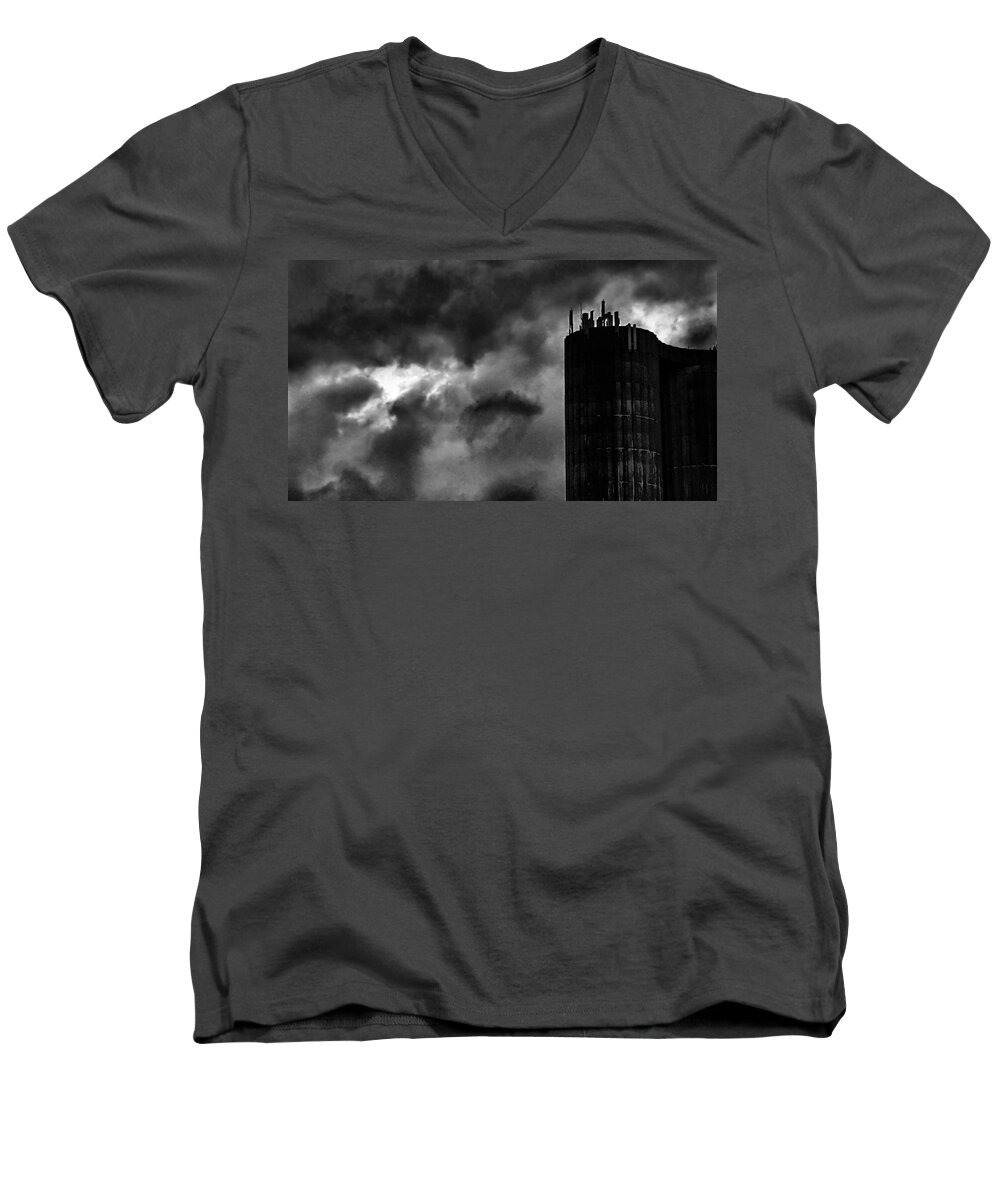 Clouds Men's V-Neck T-Shirt featuring the photograph Castle in the clouds by Pedro Fernandez