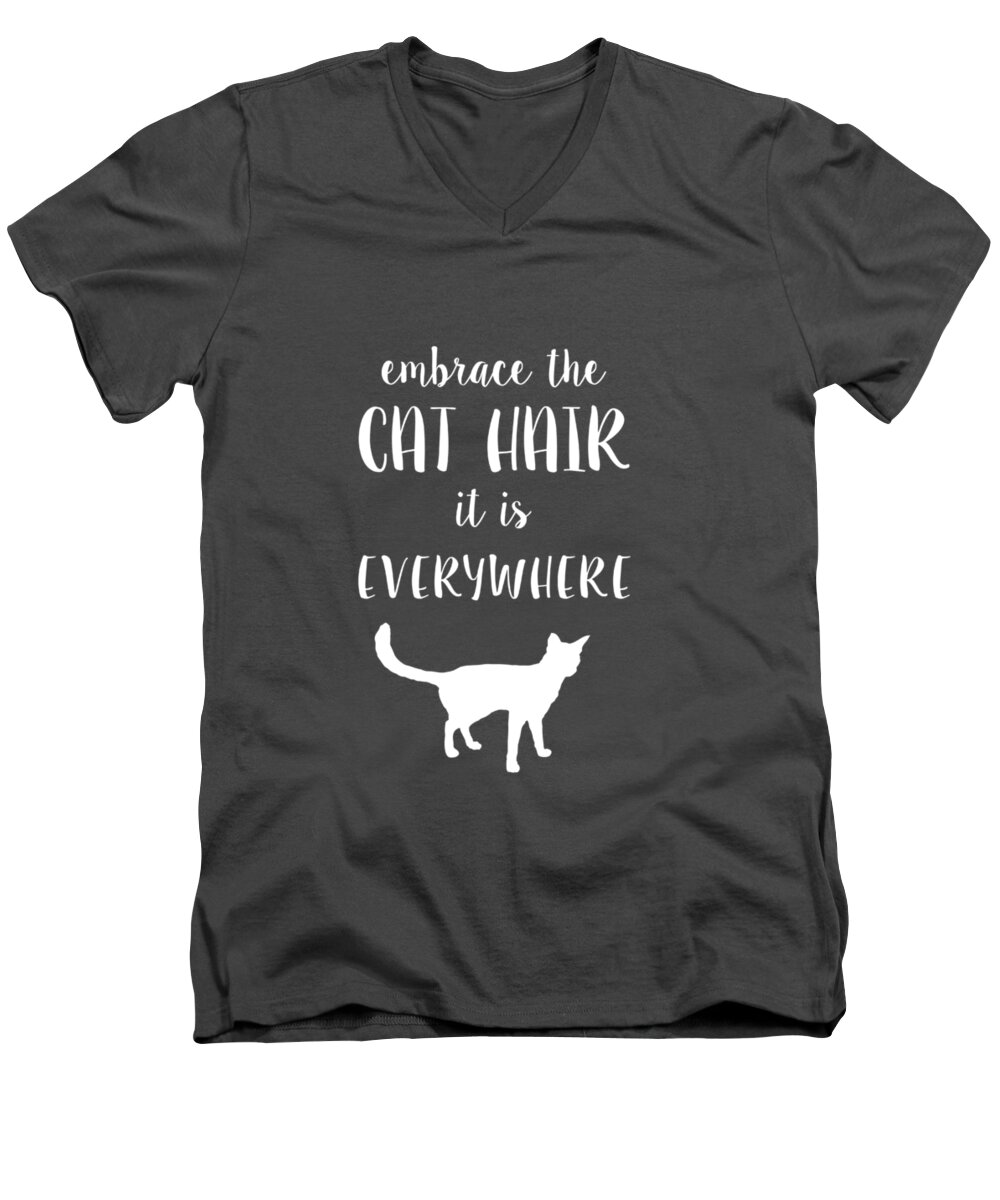 Cat Men's V-Neck T-Shirt featuring the digital art Cat Hair by Nancy Ingersoll