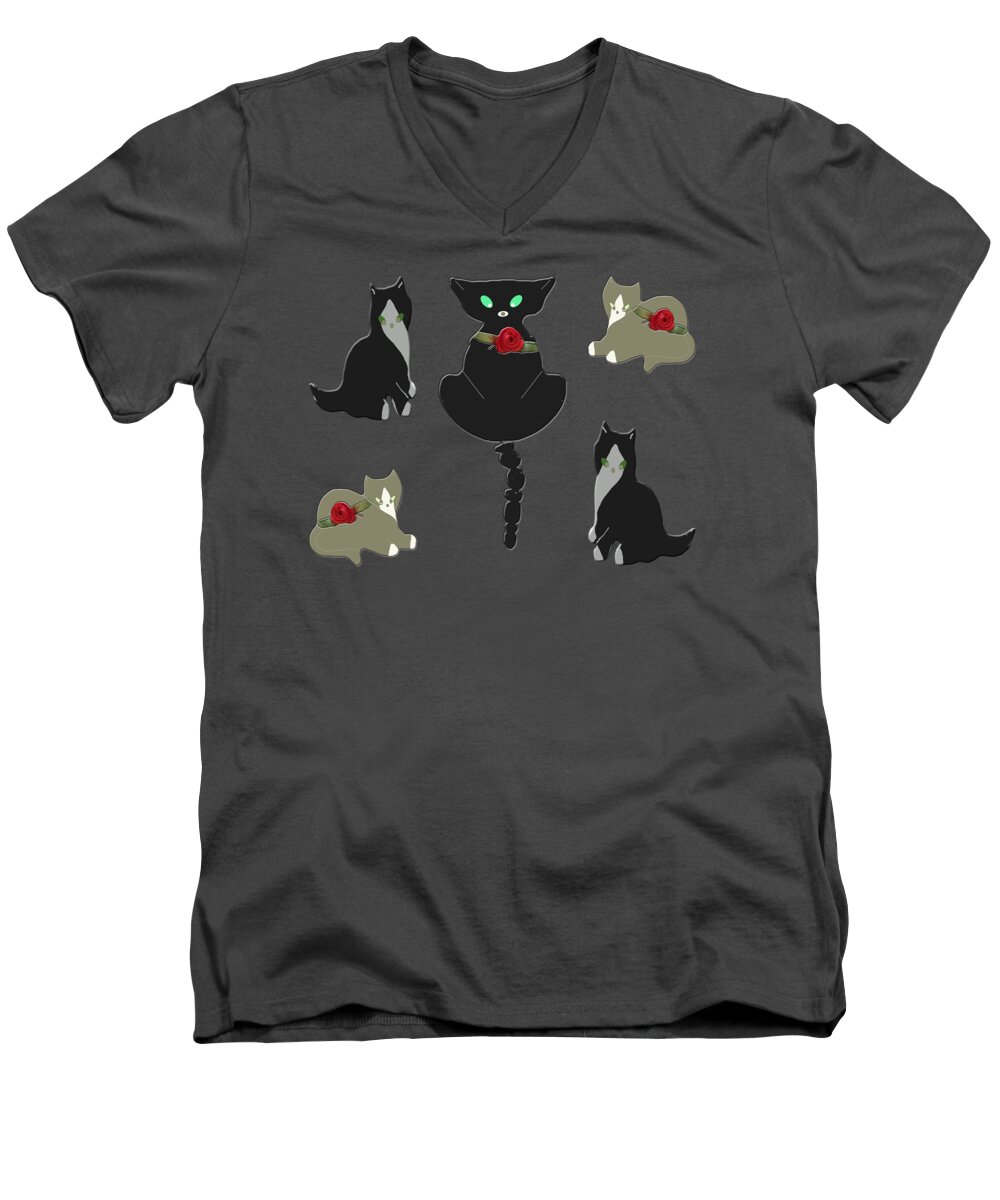 Cats Men's V-Neck T-Shirt featuring the photograph Cats Characteristic Arrangement by Rockin Docks Deluxephotos