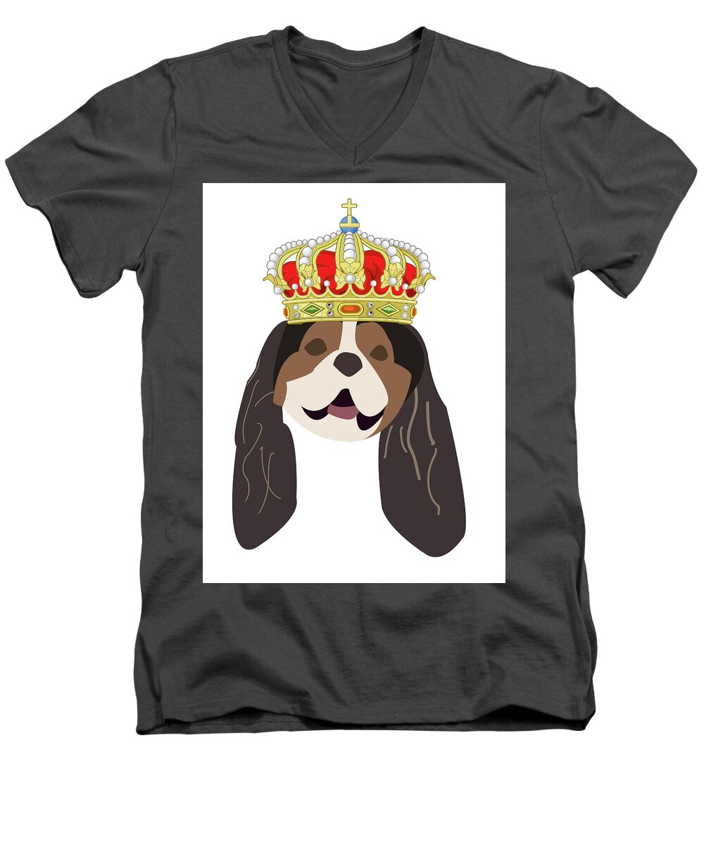 Dog Men's V-Neck T-Shirt featuring the digital art Cavalier King Charles by Caroline Elgin