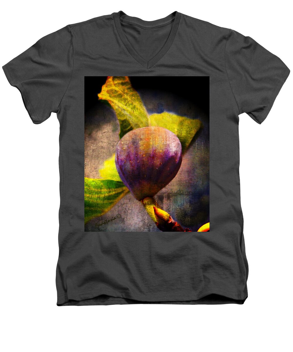 Fig Men's V-Neck T-Shirt featuring the digital art Celeste Fig by Anastasia Savage Ealy