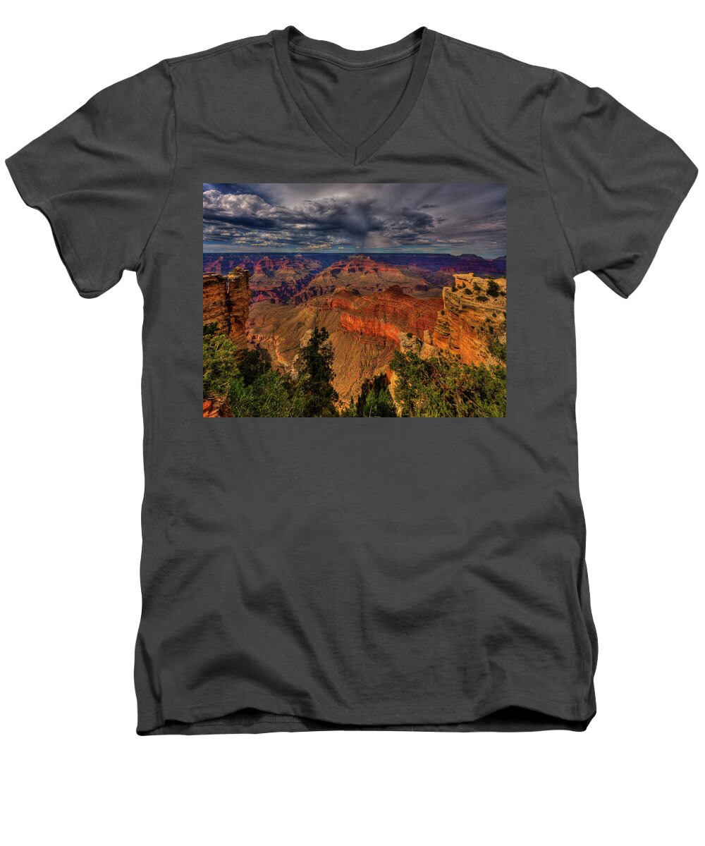Grand Canyon Men's V-Neck T-Shirt featuring the photograph Center Stage by Beth Sargent