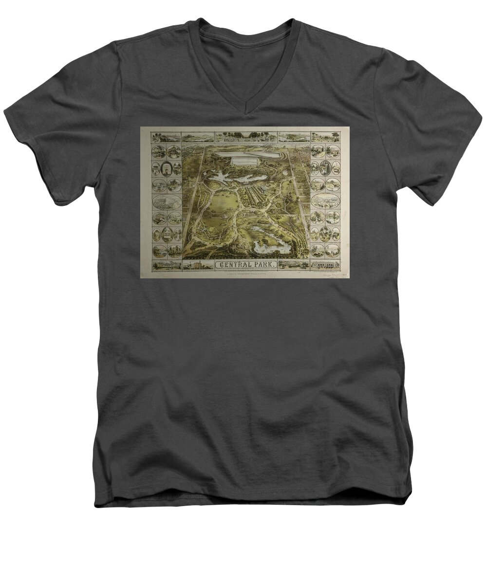Central Park Men's V-Neck T-Shirt featuring the photograph Central Park 1863 by Duncan Pearson