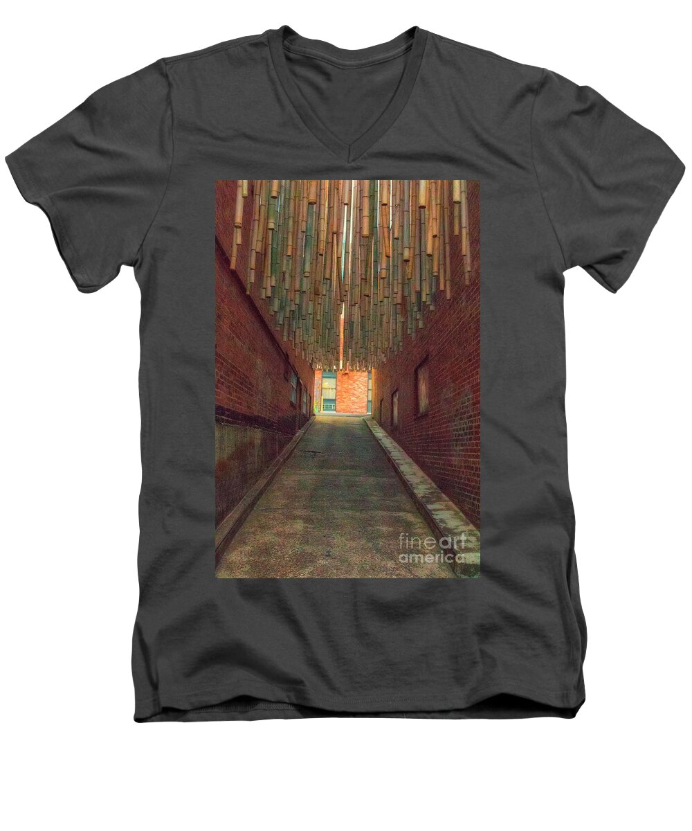 Chattanooga Men's V-Neck T-Shirt featuring the photograph Chattanooga Alley by Geraldine DeBoer