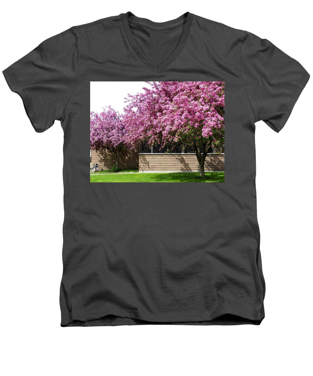 Cherry Blossoms Men's V-Neck T-Shirt featuring the photograph Cherry Blossoms 1 by Will Borden