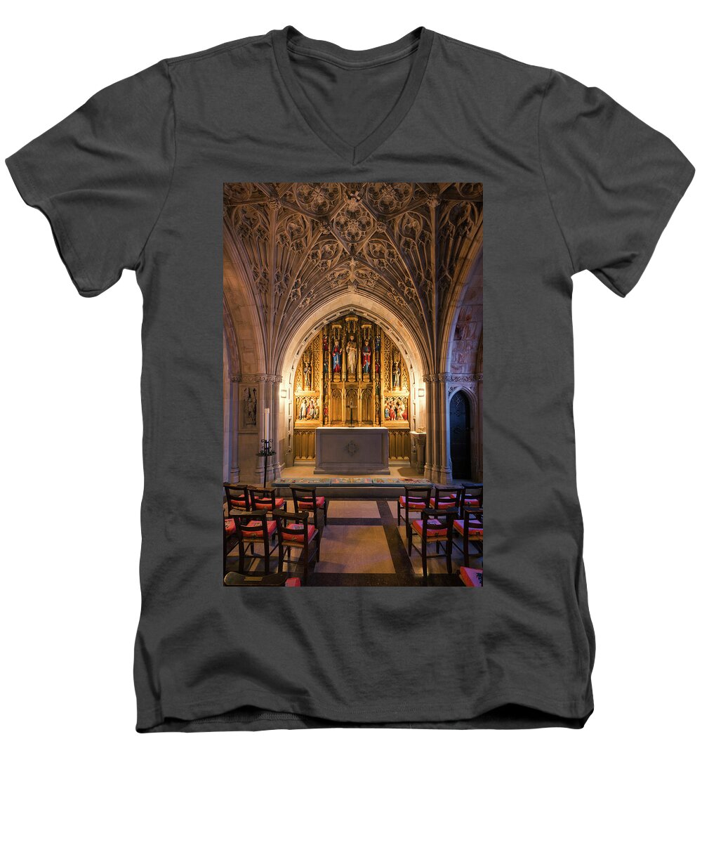 Architecture Men's V-Neck T-Shirt featuring the photograph Children's Chapel - National Cathedral by Dennis Kowalewski