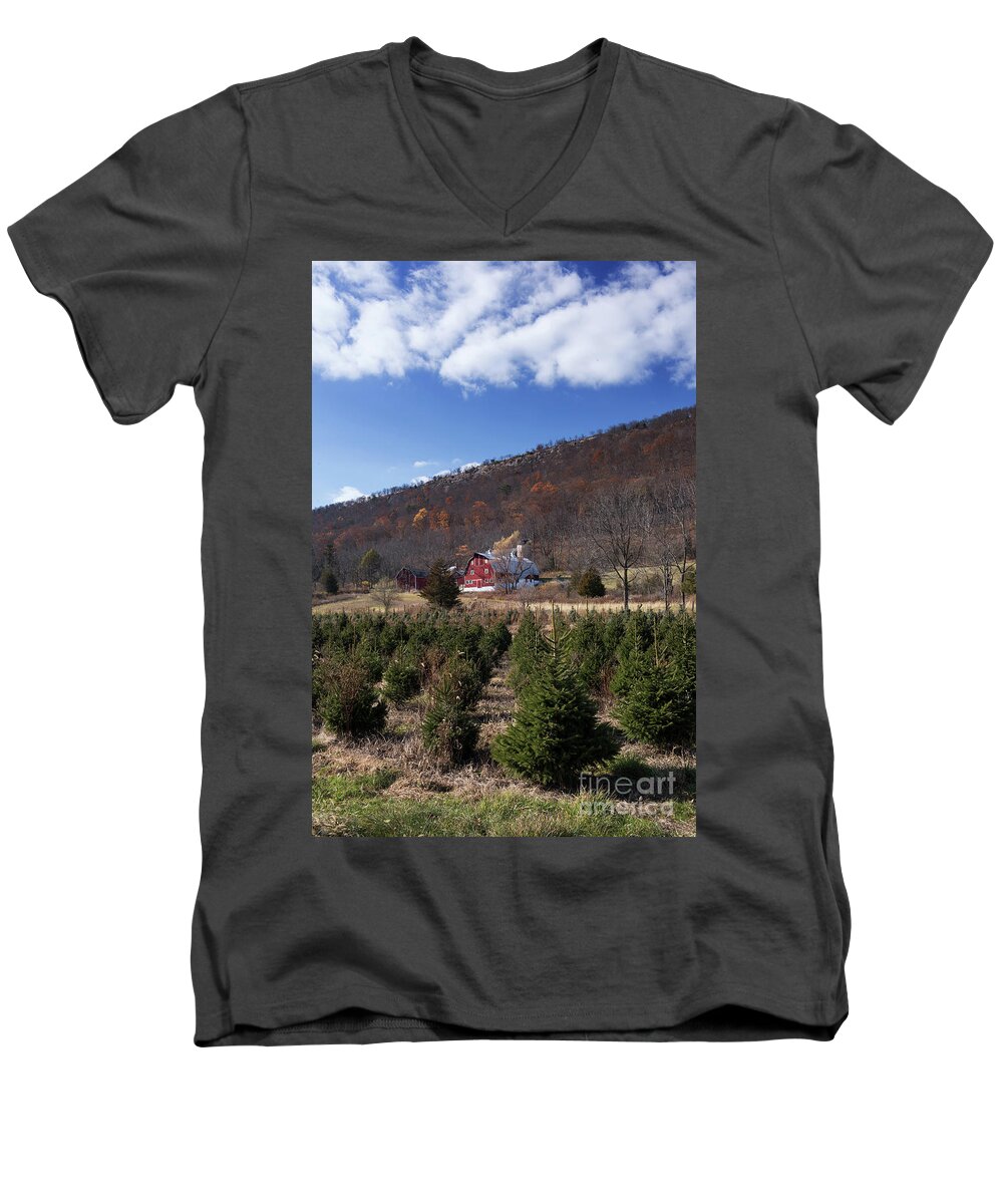 Landscape Men's V-Neck T-Shirt featuring the photograph Christmas Tree Shopping by Nicki McManus