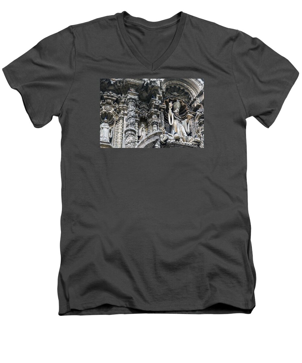 Lima Men's V-Neck T-Shirt featuring the photograph Church in Lima by Kathryn McBride