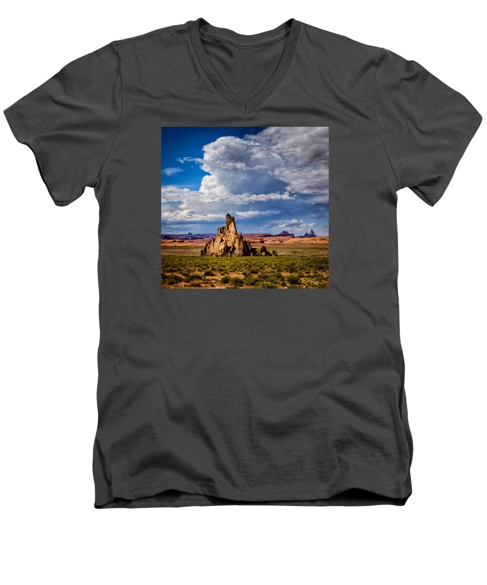 Formation Men's V-Neck T-Shirt featuring the photograph Church Rock Thunderhead by Rikk Flohr